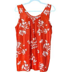 Vintage Tiger Lily Red & White Floral Hawaiian Women's Tank Top Beach